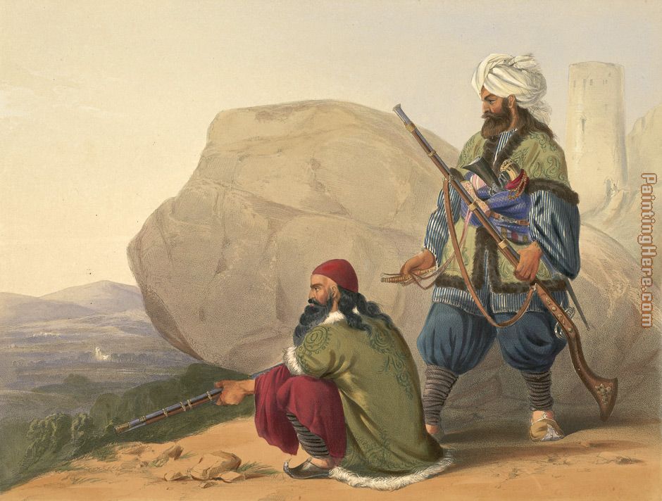 Unknown Artist Afghaun foot soldiers in their winter dress, with entrance to the Valley of Urgundeh